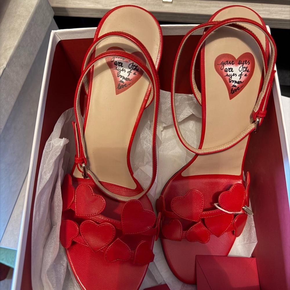 Valentino Red Heart-Embellished Women's Sandals